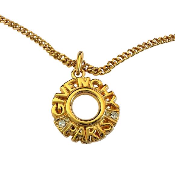 Givenchy Paris Round Pendant with Rhinestones Necklace and hang Tag - Picture 9 of 13